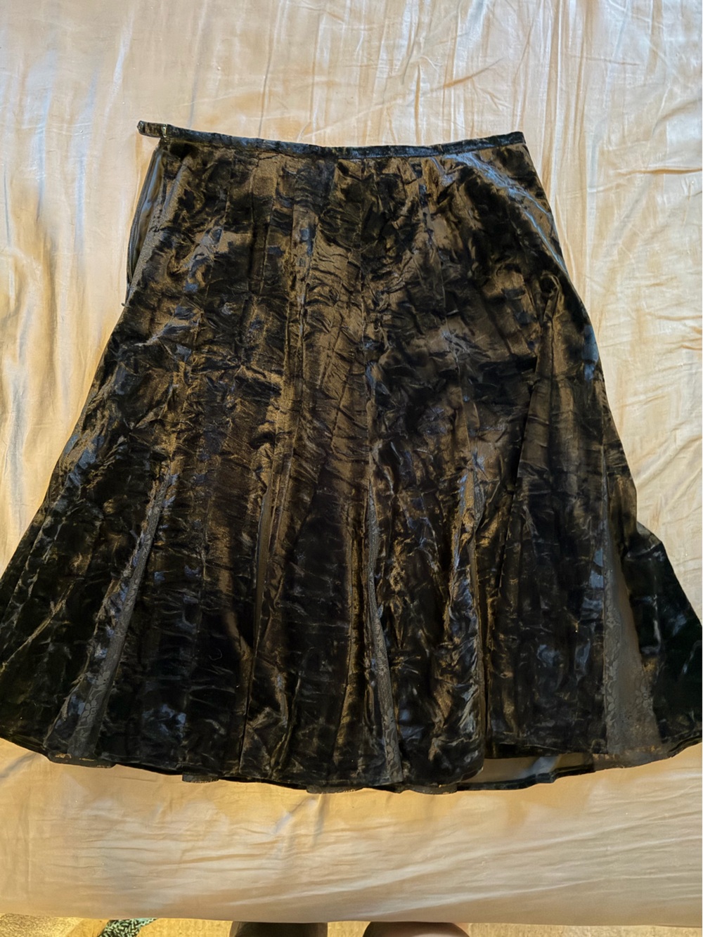 Goth Fairygrunge Grace Dane Lewis crushed velvet and lace full midi skirt - Picture 5 of 7